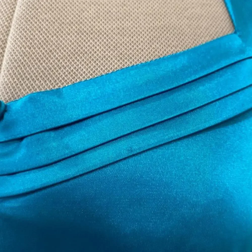 Y2K NWT Poetry blue halter top with button front and ruched details, size M.